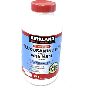 Kirkland Signature Extra Strength Glucosamine HCI 1500Mg, with MSM 1500 Mg, 375-Count Tablets