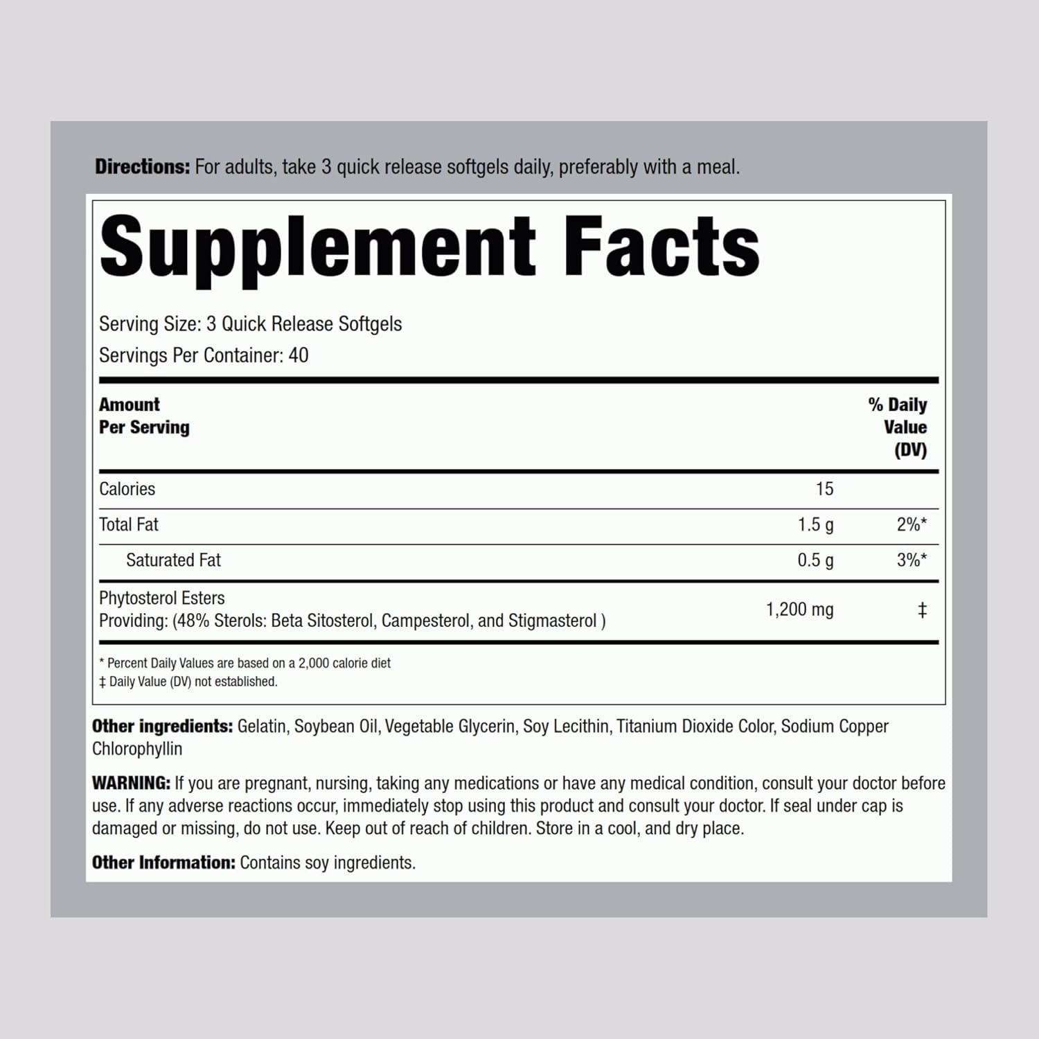 Piping Rock Plant Sterols Supplement | 1200 Mg | 120 Softgels | with Beta Sitosterol | Phytosterol Complex | Non-Gmo, Gluten Free