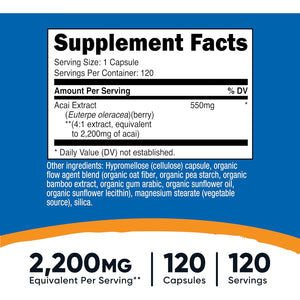Nutricost Acai Extract 120 Capsules for 120 Servings - Euterpe Oleracea, GMO Free, Gluten Free and Vegetarian