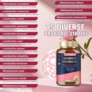 Totaria Probiotics for Women, 120 Billion Women Probiotic, with Akkermansia, Digestive Enzymes & Prebiotics, Cranberry, D-Mannose, for Gut, Vaginal, Urinary, Immune, PH Balance, 120 Vegan Capules