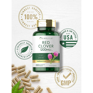 Carlyle Red Clover Capsules | 200 Count | Trifolium Pratense | Red Clover Blossom Extract Supplement | Non-Gmo, Gluten Free