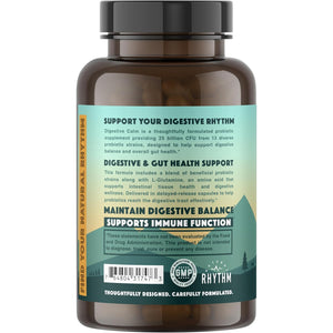 Natural Rhythm Digestive Calm Probiotic + L-Glutamine – 25 Billion CFU, 13 Strains, Digestive & Immune Support Supplement, Vegetarian Capsules (60 Count)