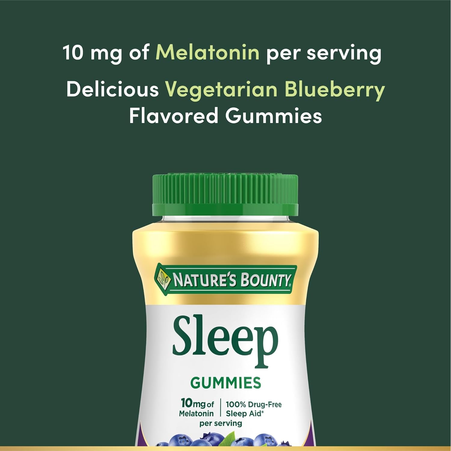 Nature’S Bounty 10 Mg Melatonin Gummy, 100% Drug Free Sleep Supplement, 10 Mg, Blueberry, 140 Ct