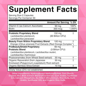 Maryruth Organics Probiotic Beauty Capsules | Vegan Collagen Support | anti Aging | Gut Health | Hair Skin and Nails Vitamins | Skin Care | Biotin | Non-Gmo Project Verified | 60 Count