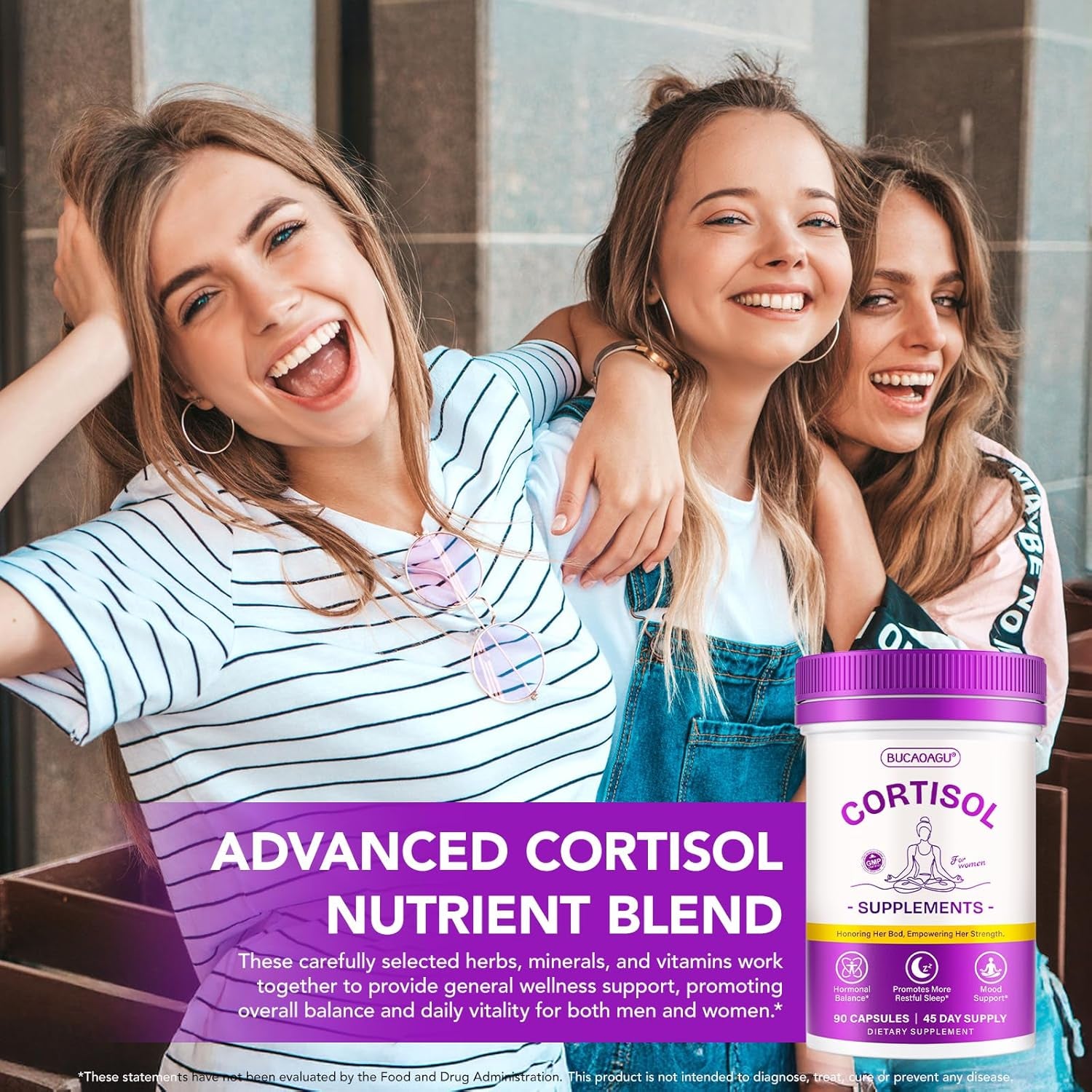 Cortisol Supplements for Women - Cortisol Reducer & Stress Support - Magnolia Bark, Rhodiola Rosea, Holy Basil, Magnesium, Phosphatidylserine - Hormone Balance & Mood, Focus, Sleep Support