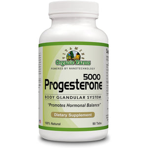 Organic Farm Vitamins Progesterone 5000 - Body Glandular System Dietary Supplement, 100% Natural Progesterone Pills - Formula to Balance Hormones - Progesterone Supplement, 90 Tablets
