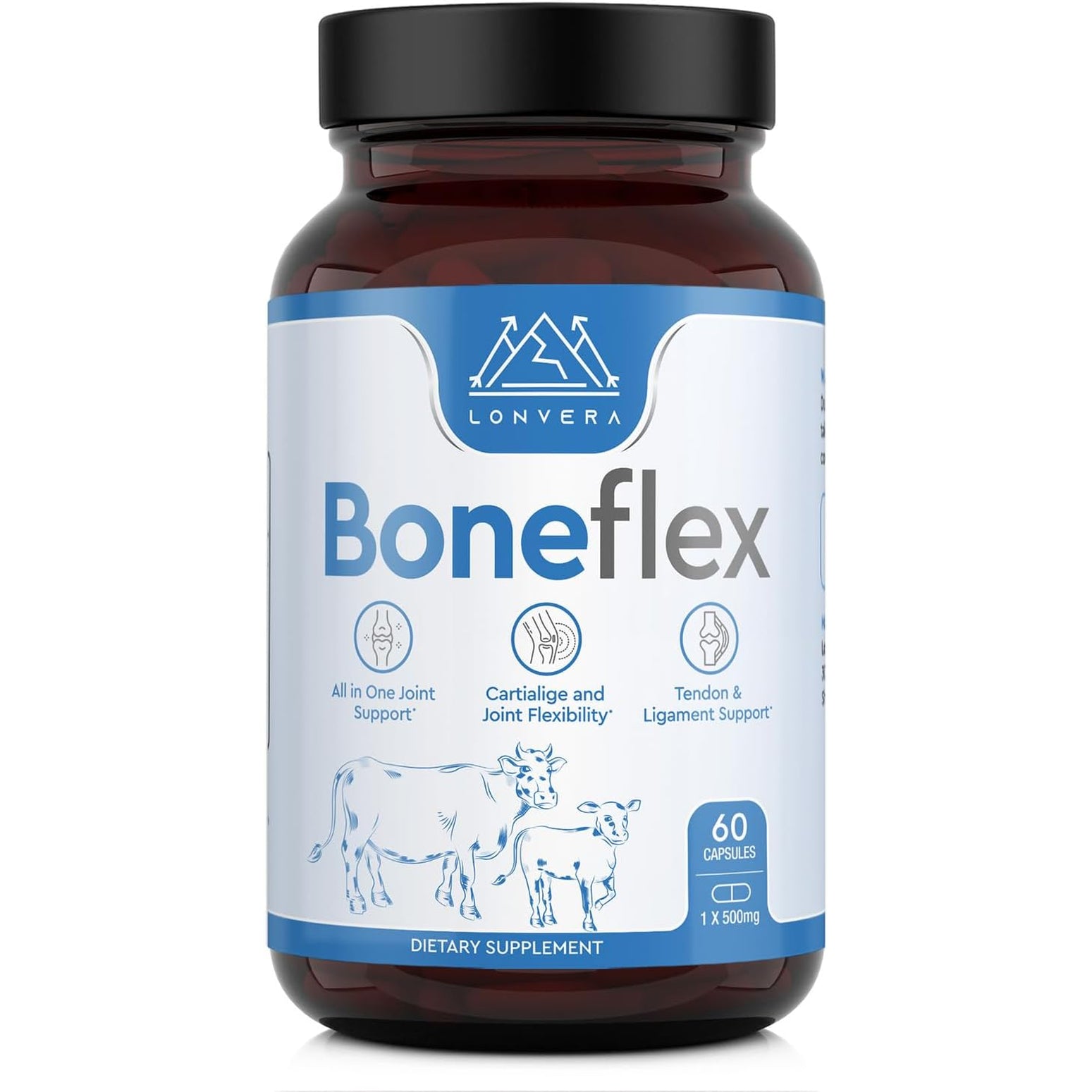 Lonvera Boneflex Glucosamine Chondroitin MSM Turmeric Joint Support Supplement with Grass Fed Bone Marrow and Collagen - Joint Supplements for Men and Women, 60 Capsules