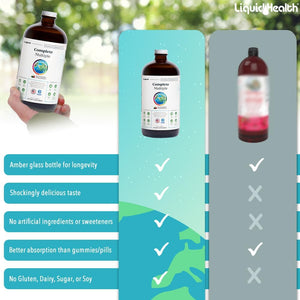 LIQUIDHEALTH Complete Multiple Adult Liquid Multivitamin - Essential Vitamins, Minerals & Nutrients, Immune Support, Gut Health, Energy, Detox - Made in USA, Vegan, Non-Gmo, Sugar-Free (32 Oz)