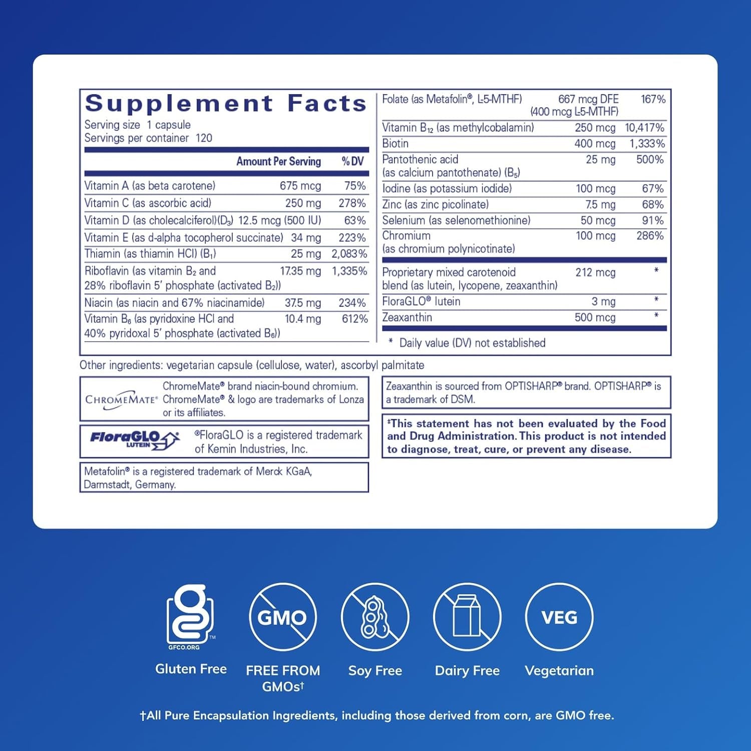 Pure Encapsulations Multi T/D - Multivitamin & Mineral Supplement - for Daily Wellness, Cardiovascular & Immune Health* - Rich in Vitamins & Minerals - Gluten Free & Vegetarian - 120 Capsules