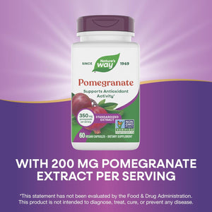 Nature'S Way Pomegranate, Supports Antioxidant Activity*, Standardized Extract, 350 Mg per Serving, Non-Gmo Project Verified, Vegan, 60 Capsules (Packaging May Vary)