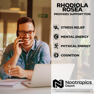 Nootropics Depot Rhodiola Rosea Capsules | 500Mg | 3% Rosavins | 60 Count | Adaptogen Herb | Ayurvedic Supplement | Supports Healthy Stress Levels* | Promotes Brain Health*