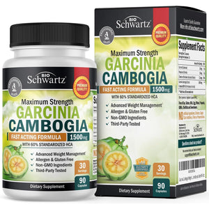 Garcinia Cambogia Weight Loss Pills - 1500Mg HCA Pure Extract - Fast Acting Appetite Suppressant - Fat Burner for Women and Men to Help Lose Weight - Carb Blocker Metabolism Diet Pill - 90 Capsules