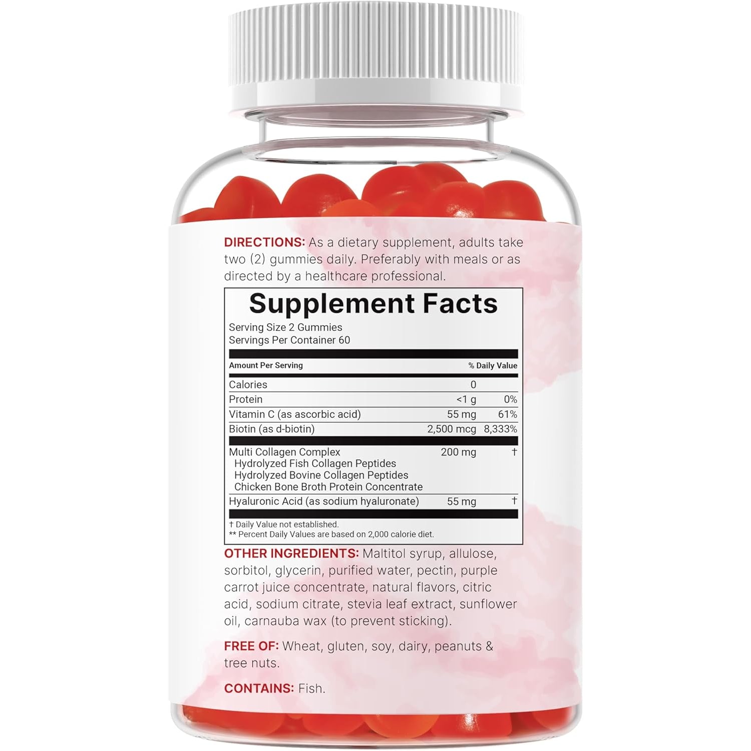 Micro Ingredients Multi Collagen Peptides, 120 Collagen Gummies | Type I,II,III,V,X Protein with Biotin, Hyaluronic Acid, & Vitamin C Complex | Pomegranate & Berry Flavored | Sugar Free, Non-Gmo