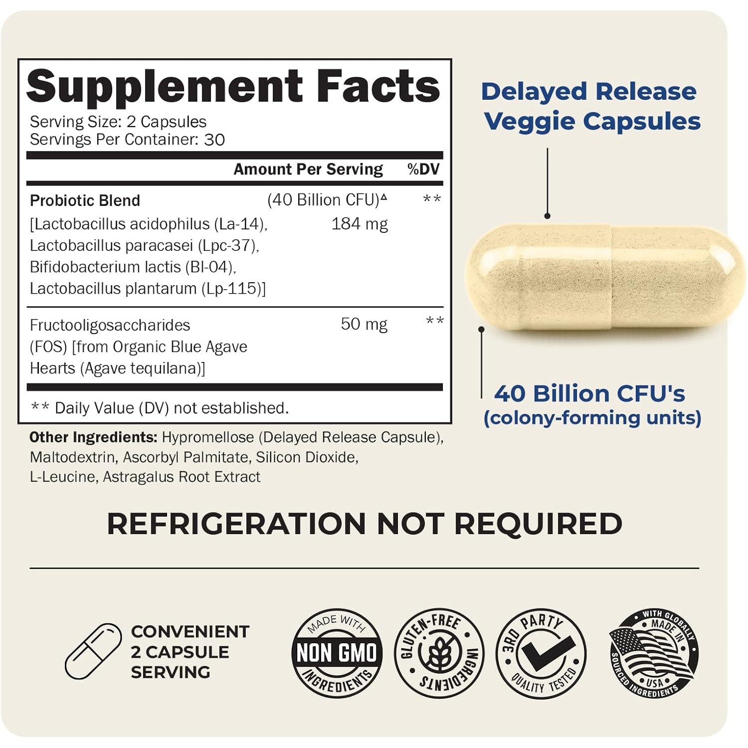 Bioschwartz Daily Probiotic Nutritional Supplement - 40 Billion CFU for Gut Health - Probiotics for Men and Women - Digestive Health with Astragalus & Lactobacillus - Shelf Stable - 60 Count