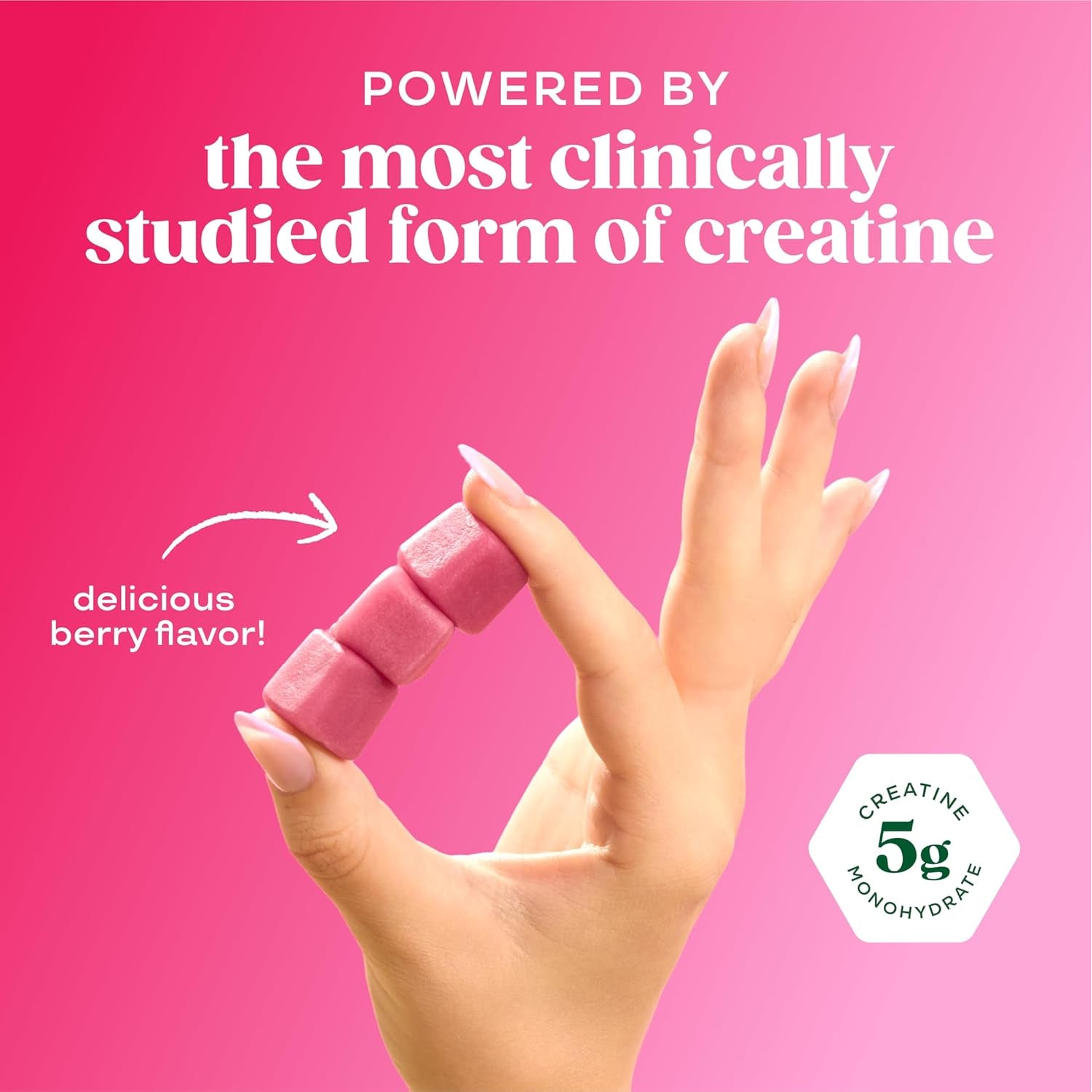 Bloom Creatine Monohydrate Gummies, 5G per Serving, Sugar Free Creatine Gummy for Workout, Strength, Cognitive Health & Lean Muscle Support, Gluten Free & Non GMO, Berry Boost, 36 Gummies, 12 SVG