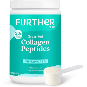 Further Food Unflavored Collagen Peptides Powder - 100% Grass-Fed, Hydrolyzed Type 1 & 3, 20G of Collagen per Serving, Supports Skin, Hair, Nails & Joints, 9.88 Oz