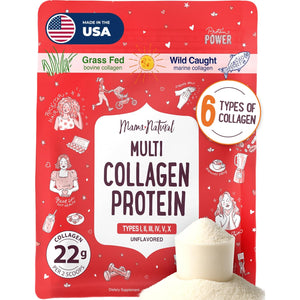 Multi Collagen Protein Powder Type I II III IV V X - Unflavored & Hydrolyzed 16Oz Pure Collagen Peptides Powder - Grass Fed Beef, Wild Fish Marine & USA Eggshell - Whole Body Collagen