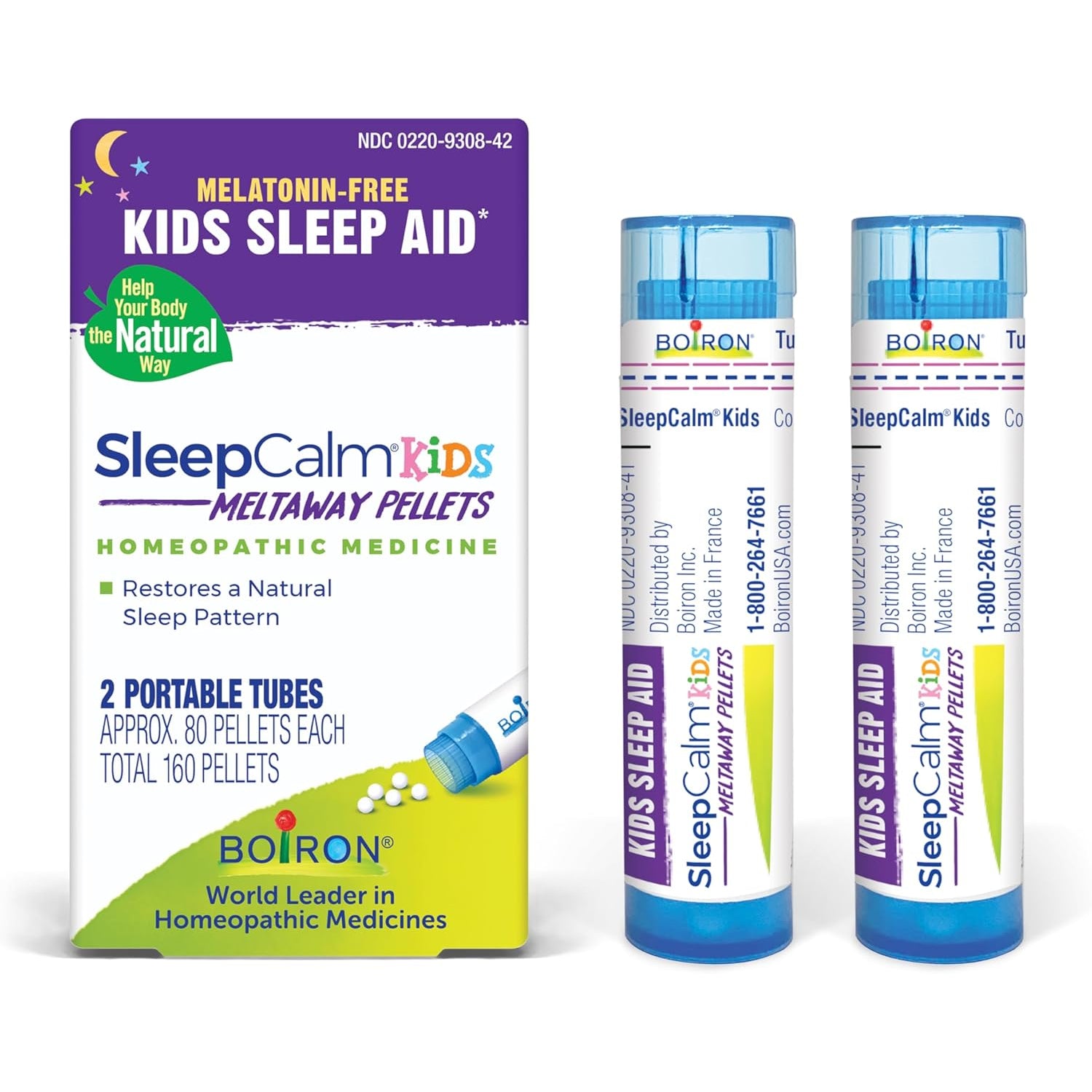 Boiron Sleepcalm Kids Sleep Aid for Deep, Relaxing, Restful Nighttime Sleep - Melatonin-Free and Non Habit-Forming - 2 Count (160 Pellets)