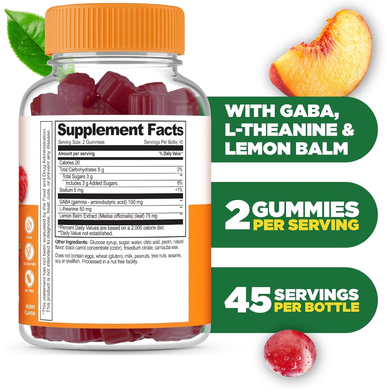 Lifeable Stress Aid Gummies for Teens | with Lemon Balm, GABA and L Theanine Supplements | Vegan Non GMO Mood Support Supplement | Great Tasing Stress Vitamins | L-Theanine for Teen | 90 Gummies