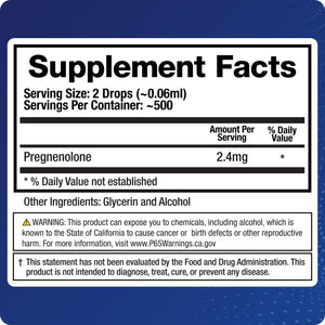 Biomatrix Pregnenolone Supplement, Sublingual Micronized Liquid for Memory, Mood, Brain Health | 3X Better Absorption than Capsules (30 Ml) - 30-60 Day Supply