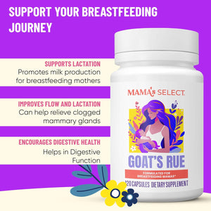 Mama'S Select Organic Goat’S Rue Capsules for Breast Milk Production – Non-Gmo, Vegan, Gluten- Free Lactation Support Supplement – Safe & Effective for Nursing Moms – Third-Party Tested