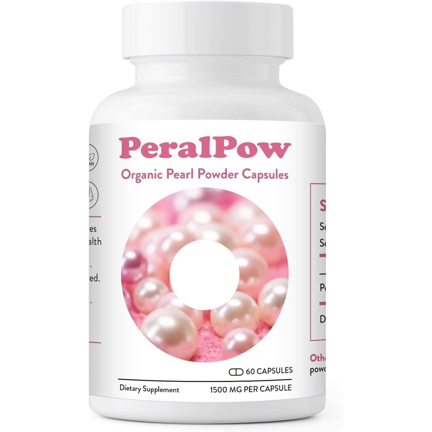 Organic Pearl Powder Capsules 1500Mg | Premium Pearl Extract for Skin Radiance, Eye Wellness & Nail Resilience | 100% Natural Calcium & Amino Acids | Non-Gmo, Vegan, 60 Capsules