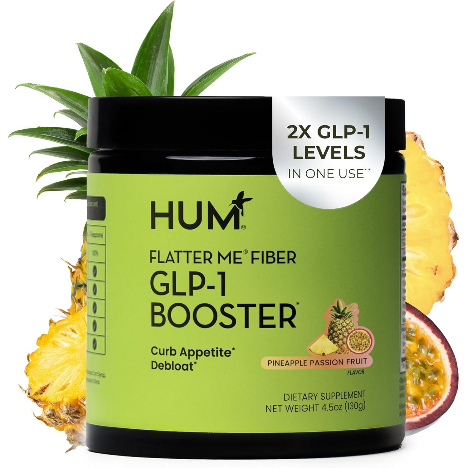 Flatter Me Fiber GLP-1 Booster – Fiber Supplement for Women & Men, Prebiotics & Enzymes for Weight Support, Reduce Bloating, Double GLP-1 Levels, Digestive & Gut Health (10 Servings)