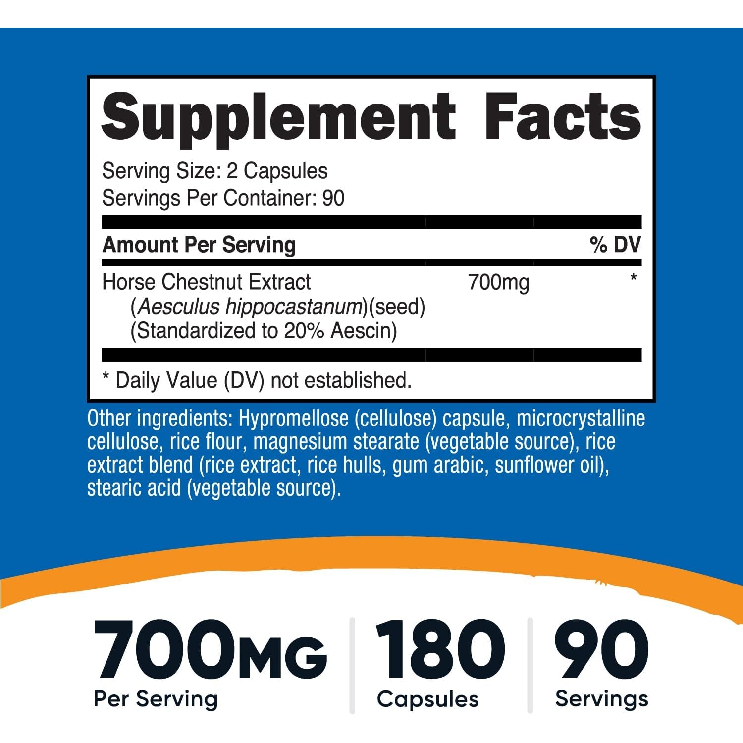 Nutricost Horse Chestnut Extract Capsules 700 MG per Serving, 180 Capsules, 90 Servings - Non-Gmo, Vegan