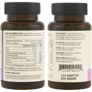 Accentrate110 - Focus Supplement - Methylated Vitamin B Complex with Omega 3 Fatty Acid Supplement - L-Methylfolate, Vitamin B12, P-5-P, Riboflavin, VIT D, – 60 Softgels (1 Month Supply)