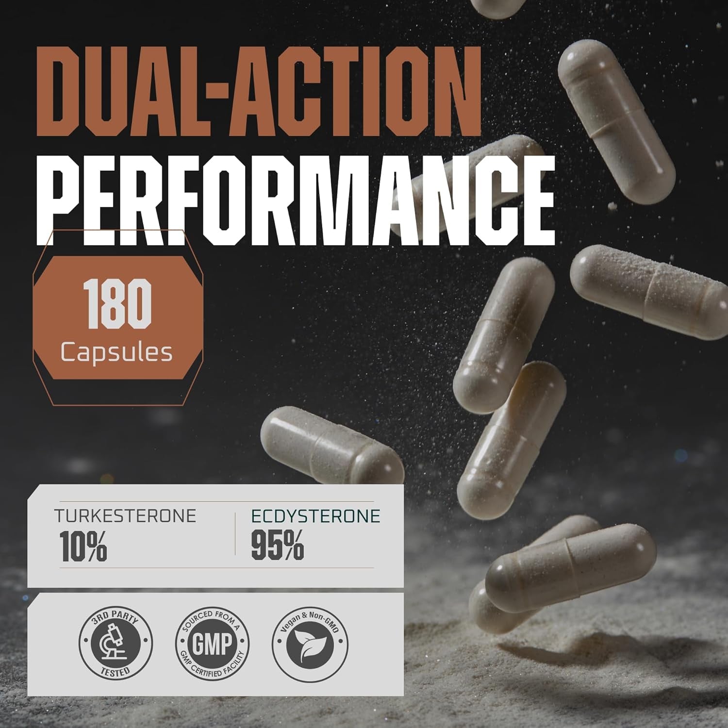 Turkesterone & Ecdysterone – Natural Testosterone Support, 2-In-1 High Potency Turkesterone Supplement for Men & Women with 95% Beta Ecdysterone - Made in USA & 3Rd Party Tested - 180 Capsules