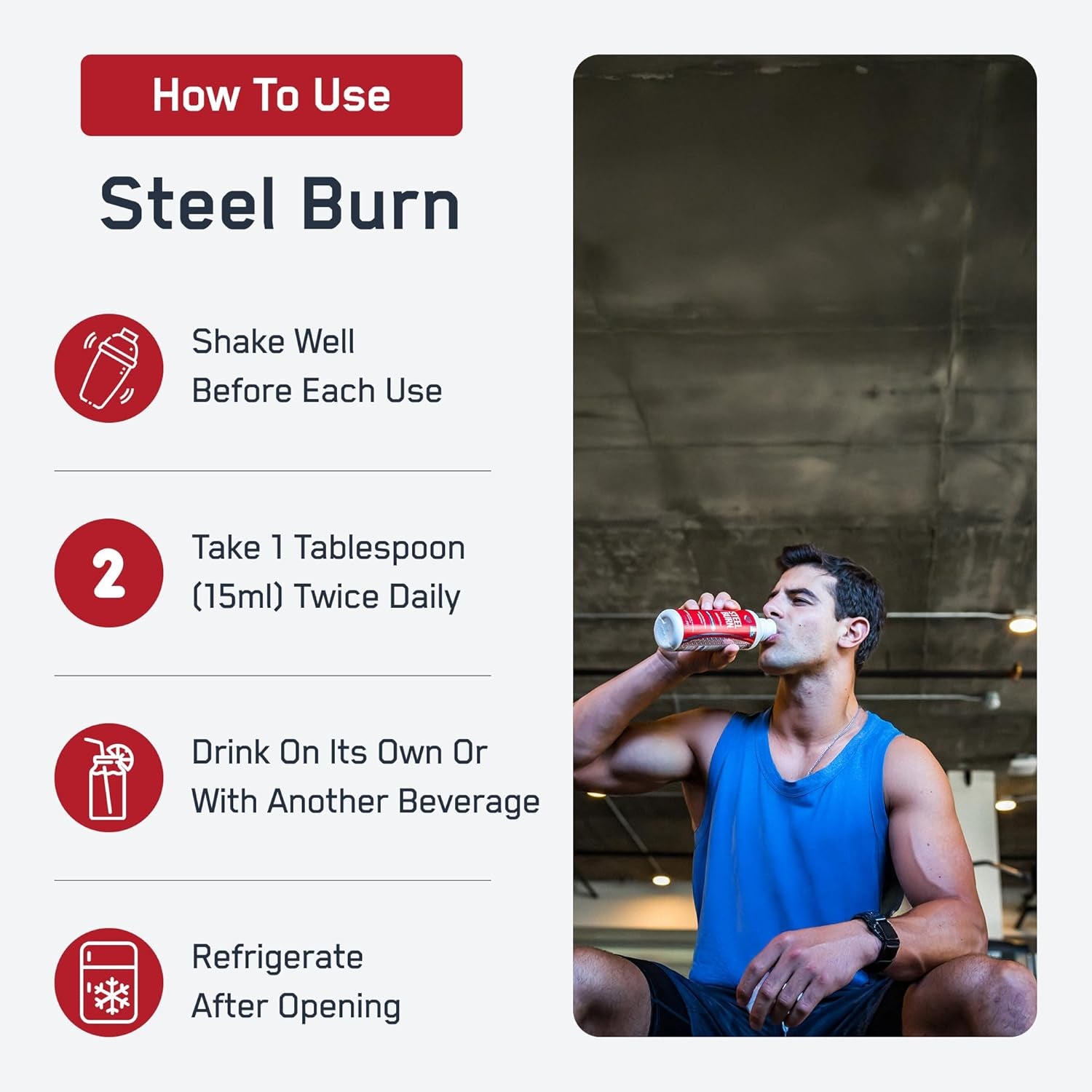 Steelfit Steel Burn, Premium Liquid L-Carnitine, 3000Mg - Stimulant-Free & Clean Workout Drink for Men & Women Supports Healthy Weight Loss Management & Fat Metabolism - 31 Servings, Sour Gummy Worm
