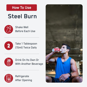 Steelfit Steel Burn, Premium Liquid L-Carnitine, 3000Mg - Stimulant-Free & Clean Workout Drink for Men & Women Supports Healthy Weight Loss Management & Fat Metabolism - 31 Servings, Sour Gummy Worm