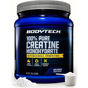 Bodytech Creatine Monohydrate Powder, Unflavored Micronized Creatine Formula for Men and Women, 5G per Serving, Pre Workout & Post Workout Supplement, Gluten Free, Sugar Free, 18 Oz, 102 Servings
