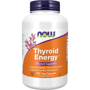 NOW Foods Supplements, Thyroid Energy™, Iodine and Tyrosine plus Selenium, Zinc and Copper, 180 Veg Capsules