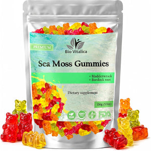 Sea Moss Gummies - Irish Sea Moss Raw Organic, Bladderwrack, Burdock Root. Contains Sea Moss Gel and Powder. Superfoods for Vegan, Keto and Dr Sebi Diet. Immune Boosting (1, Original)