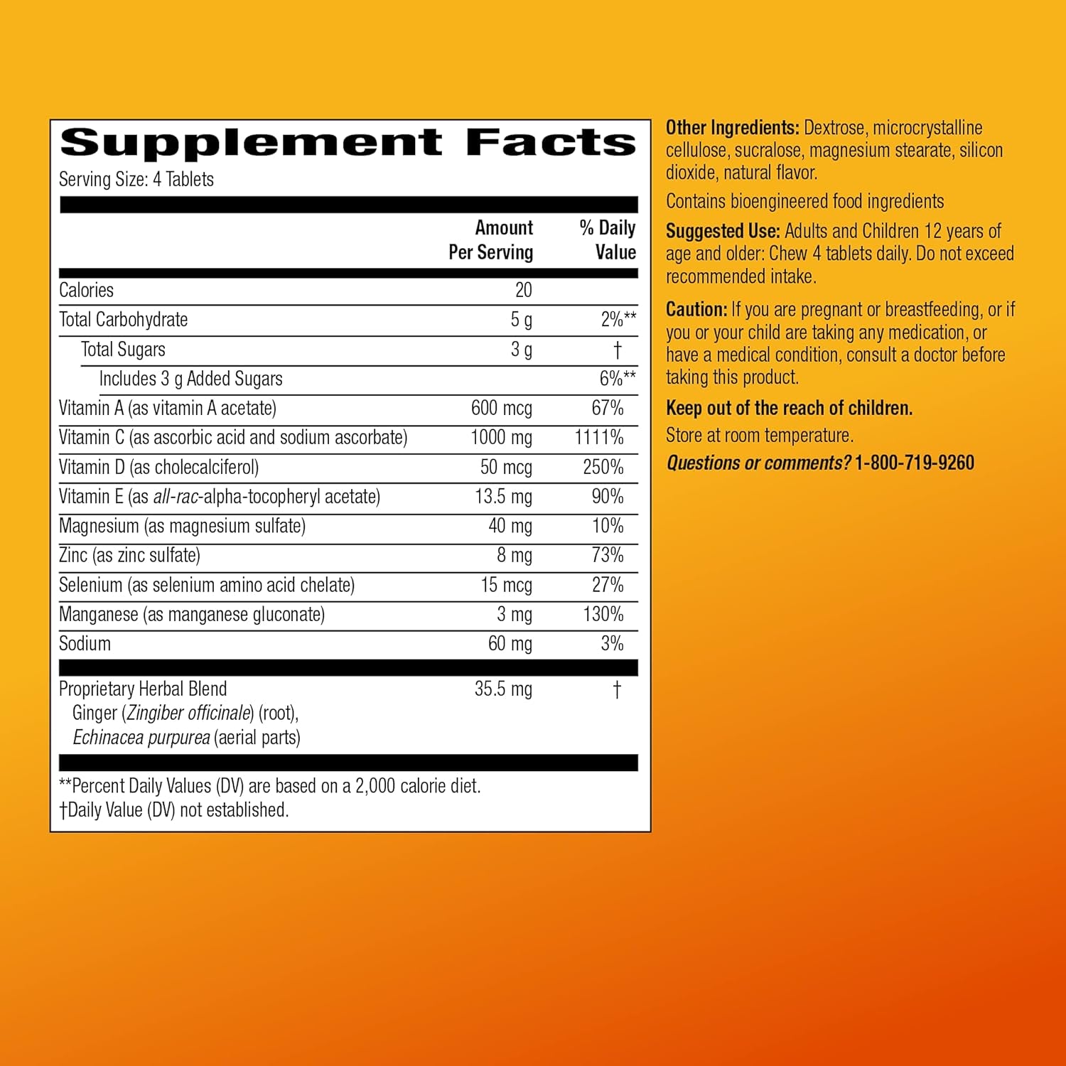 Amazon Basic Care - Chewable Tablets, Immune Support Citrus Chew Tablets, 116 Count