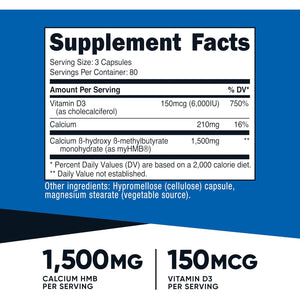 Nutricost HMB (1500Mg) and Vitamin D3 (6000 IU) Supplement - 240 Capsules, 80 Servings - Gluten Free and Non-Gmo
