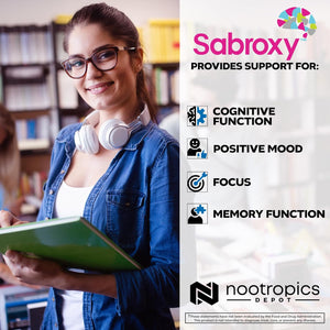Nootropics Depot Sabroxy® Tablets | 100Mg | 90 Count | Minimum 10% Oroxylin-A | Oroxylum Indicum | May Help Promote Focus & Motivation | May Help Promote Cognitive Function