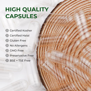 Vegan Size 0 Separated Capsules Empty Pill Caps Plant Based Clear (1,000 Caps+1,000 Bodies) Gluten Free, Non-Gmo, Halal Certified Filling Kit for Vegetarian DIY Your Own Supplements