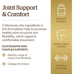 Solgar Glucosamine MSM Complex, 120 Tablets - Promotes Healthy Joints - Supports Range of Motion & Flexibility - Supports Collagen - Shellfish-Free - Gluten Free, Dairy Free, Kosher - 40 Servings