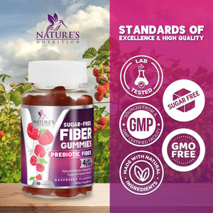Fiber Gummies – Sugar Free Prebiotic Plant-Based Fiber 4G per Serving Supplement - Improved Soluble Formula Supports Digestive Health & Regularity - Non-Gmo, Natural Berry Flavor Chewable - 60 Gummies