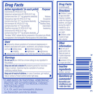 Boiron Sleepcalm Kids Sleep Aid for Deep, Relaxing, Restful Nighttime Sleep - Melatonin-Free and Non Habit-Forming - 2 Count (160 Pellets)