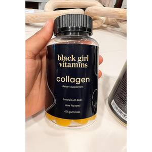 Black Girl Vitamins - Collagen Gummies for Hair, Skin, and Nail Support, with Vitamin C, Vitamin E, and Biotin, Gluten-Free, (Lime), 60Ct