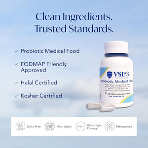 VSL#3® Probiotics for Digestive Health, IBS & UC Symptoms - 112.5B Cfus, High-Potency, Multi-Strain, Live, Refrigerated Probiotic, Medical Food for Gut Health Support in Men & Women, 60 Capsules