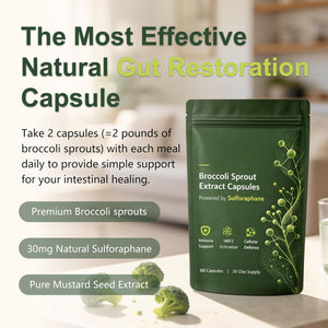 Broccoli Sprout Extract Capsules | with Glucoraphanin & Myrosinase, Sulforaphane Precursor Support with Mustard Seed Extract & Vitamin C | Vegan Non-Gmo | 60 Capsules