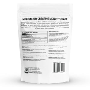HEARTHY FOODS Creatine Monohydrate Micronized Powder 500G - 100 Servings, 5000Mg per Serving (5G) - for Men & Women Muscle Growth & Recovery - UNFLAVORED