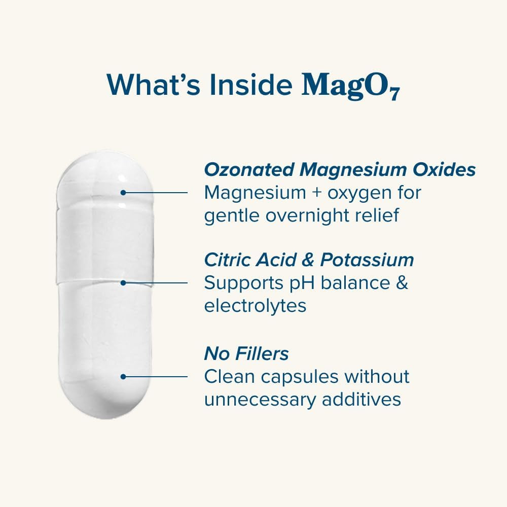 Nbpure Mago7 - Natural Colon Cleanse & Detox | Occasional Constipation Relief, Stool Softening, & Bloating Support for Men & Women | Ozonated Magnesium Oxide, 90 Capsules
