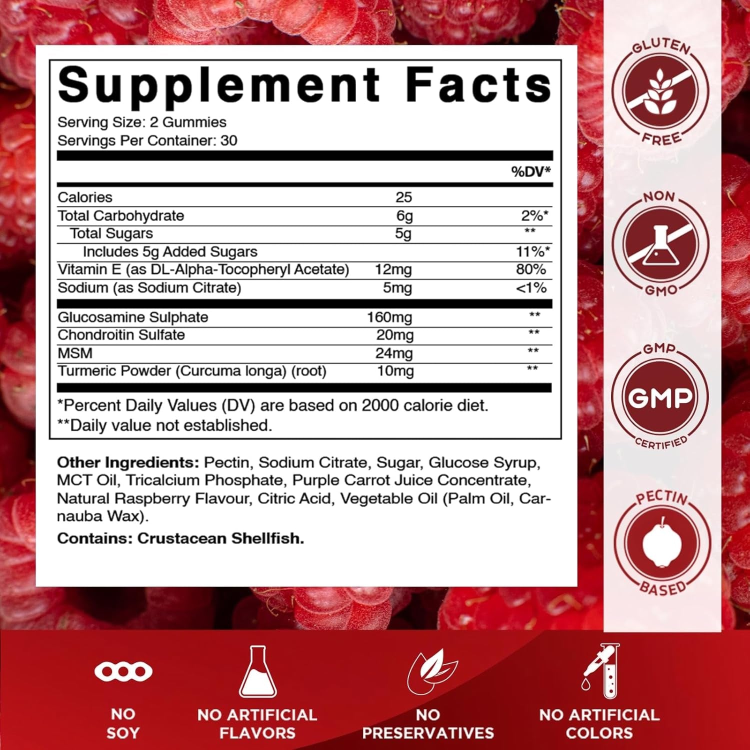 Vitamatic Glucosamine Chondroitin Gummies with MSM & Vitamin E – Joint Support Formula – 60 Pectin-Based Vegan Gummies