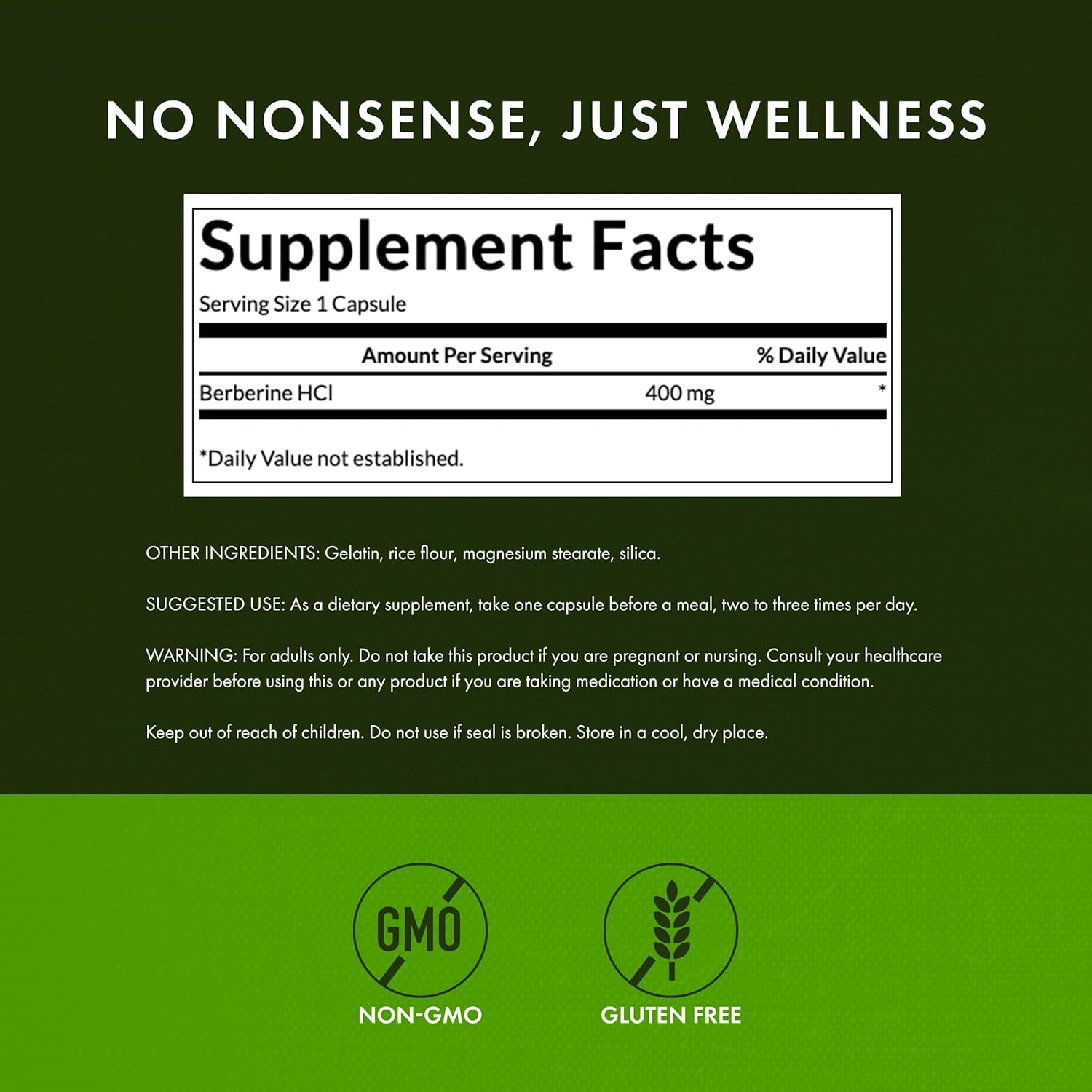 Swanson Berberine Hcl Cardiovascular and Metabolic Health Supplement for Health-Conscious Adults - Non-Gmo, Vegan, Gluten-Free (60 Vegan Capsules, 400 Mg Each)