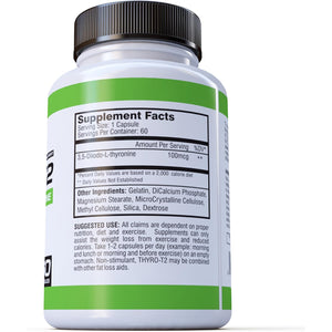 Thyro-T2 Thyroid Hormone Fat Burner Supplement - Boost Metabolism and Lose Weight (60 Capsules - 1 Month Supply)